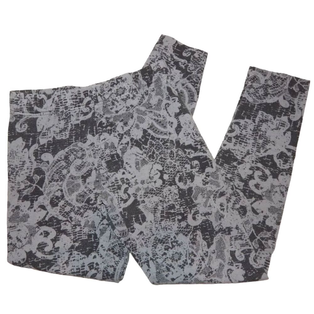 Mudd girls medium 10/12 vintage black gray floral paisley y2k leggings pants